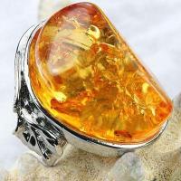 Amb 105a bague t56 cabochon 25x35mm ambre amber baltique vente bijoux argent 925