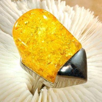 Amb 111a bague t59 cabochon 25x40mm ambre amber baltique vente bijoux argent 925