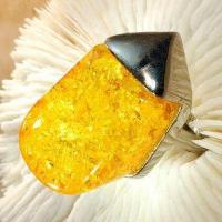 Amb 111c bague t59 cabochon 25x40mm ambre amber baltique vente bijoux argent 925