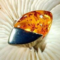 Amb 113a bague t56 cabochon 20x30mm ambre amber baltique vente bijoux argent 925