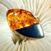 Amb 113b bague t56 cabochon 20x30mm ambre amber baltique vente bijoux argent 925