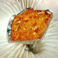 Amb 114b bague t58 cabochon 20x35mm ambre amber baltique vente bijoux argent 925