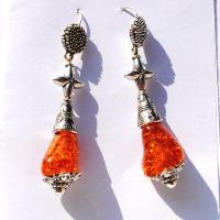 Amb 124a boucles oreilles pendants 13gr ambre baltique miel 10x15mm argent