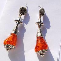 Amb 124c boucles oreilles pendants 13gr ambre baltique miel 10x15mm argent