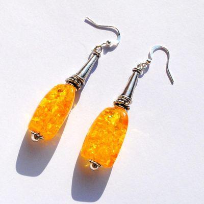 Amb 125d boucles oreilles pendants 9gr 50mm ambre baltique miel argent ethnique