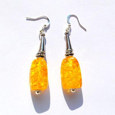 Amb 125c boucles oreilles pendants 9gr 50mm ambre baltique miel argent ethnique