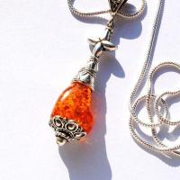 Amb 128b pendentif pendants 13gr 60mm ambre baltique chaine argent ethnique