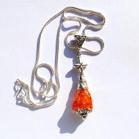 Amb 128c pendentif pendants 13gr 60mm ambre baltique chaine argent ethnique