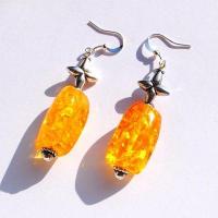 Amb 129d boucles oreilles pendants 9gr 50mm ambre baltique miel argent ethnique