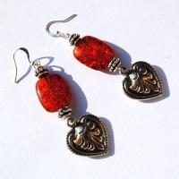 Amb 130b boucles oreilles pendants 13gr 50mm ambre baltique miel argent ethnique