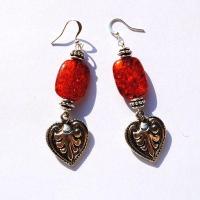 Amb 130c boucles oreilles pendants 13gr 50mm ambre baltique miel argent ethnique