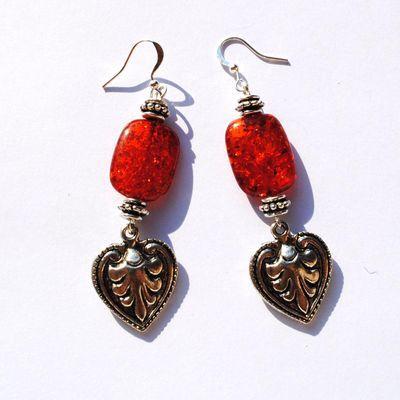 Amb 130d boucles oreilles pendants 13gr 50mm ambre baltique miel argent ethnique