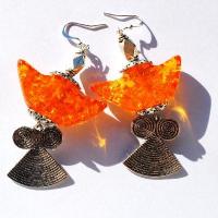 Amb 132a boucles oreilles pendants lotus 20gr 80mm ambre baltique miel ethnique