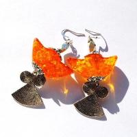 Amb 132c boucles oreilles pendants lotus 20gr 80mm ambre baltique miel ethnique