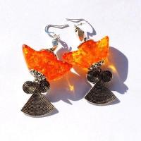 Amb 132d boucles oreilles pendants lotus 20gr 80mm ambre baltique miel ethnique