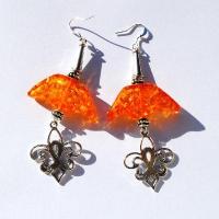 Amb 134c boucles oreilles pendants fleur lys 17gr 90mm ambre baltique miel ethnique