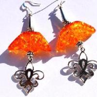 Amb 134d boucles oreilles pendants fleur lys 17gr 90mm ambre baltique miel ethnique