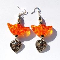 Amb 135c boucles oreilles pendants lotus 21gr 70mm ambre baltique miel ethnique