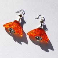 Amb 136a boucles oreilles pendants viking 17gr 60mm ambre baltique miel ethnique