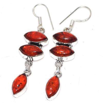 Amb 139c boucles oreilles pendants 7gr 50mm ambre baltique miel ethnique