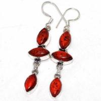 Amb 140b boucles oreilles pendants 7gr 50mm ambre baltique miel ethnique