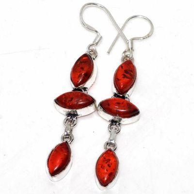 Amb 140c boucles oreilles pendants 7gr 50mm ambre baltique miel ethnique