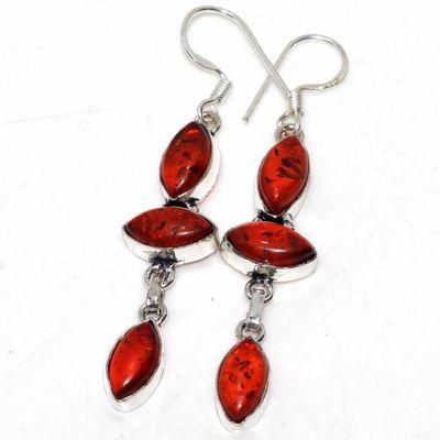Amb 140b boucles oreilles pendants 7gr 50mm ambre baltique miel ethnique