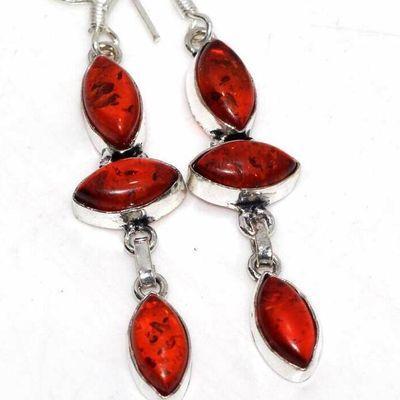 Amb 140c boucles oreilles pendants 7gr 50mm ambre baltique miel ethnique