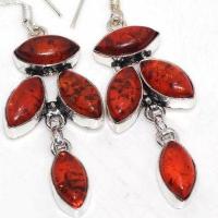 Amb 143c boucles oreilles pendants 9gr 50mm ambre baltique miel ethnique