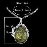 Amb 159d pendant pendentif chaine 10x15mm 19gr ambre amber vert baltique vente bijoux argent 926