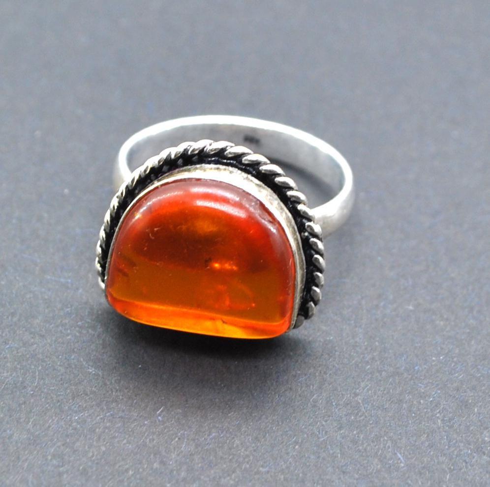 Amb 166b bague ambre argent ancienne t56 5gr achat vente bijoux