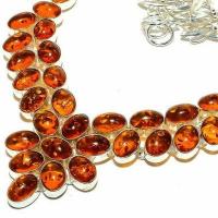 Amb 200b collier parure 63gr 15x10mm ambre miel baltique ethnique