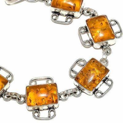 Amb 207b bracelet 15gr 10x15mm ambre miel baltique bijou argent 925 ethnique