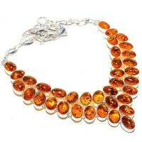 Amb 210a collier parure 75gr 15x10mm ambre miel baltique ethnique