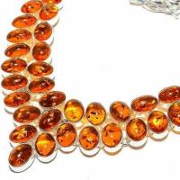 Amb 210b collier parure 75gr 15x10mm ambre miel baltique ethnique