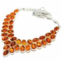 Amb 210d collier parure 75gr 15x10mm ambre miel baltique ethnique