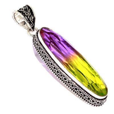Ame 1022a pendentif pendant 14x50mm 19gr ametrine mauve or achat vente bijou argent 925