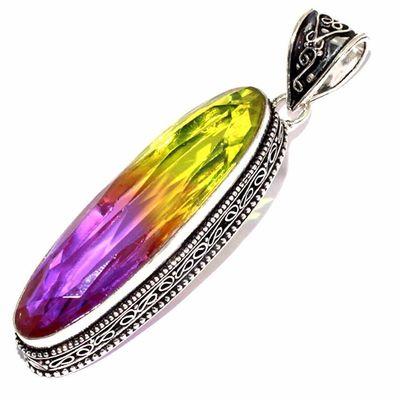 Ame 1024b pendentif pendant 15x50mm 20gr ametrine mauve or achat vente bijou argent 925