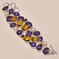 Ame 155a bracelet ametrine amethyste perle ag925