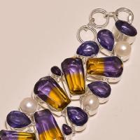 Ame 155b bracelet ametrine amethyste perle ag925 1