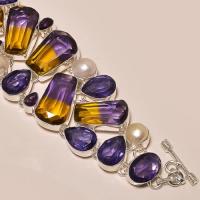 Ame 155c bracelet ametrine amethyste perle ag925