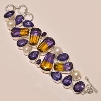 Ame 155d bracelet ametrine amethyste perle ag925