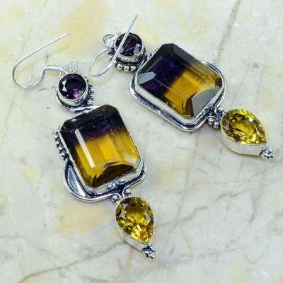 Ame 473a boucles pendants oreilles ametrine amethyste citrine achat vente bijou argent 925