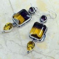 Ame 473b boucles pendants oreilles ametrine amethyste citrine achat vente bijou argent 925