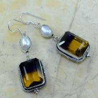 Ame 506a boucles pendants oreilles ametrine perle nacre achat vente bijou argent 925