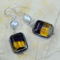 Ame 506d boucles pendants oreilles ametrine perle nacre achat vente bijou argent 925