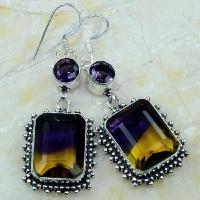 Ame 560a boucles pendants oreilles ametrine amethyste achat vente bijou argent 925