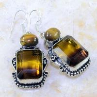 Ame 561b boucles pendants oreilles ametrine oeil tigre achat vente bijou argent 925