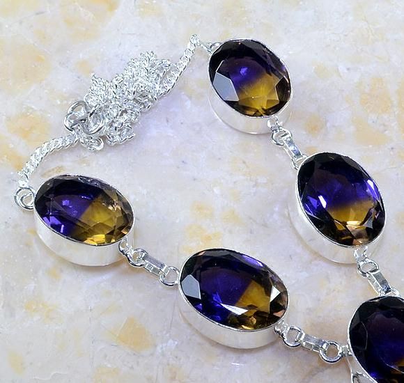 Ame 578c collier parure sautoir ametrine bolivie citrine amethyste achat vente bijou argent 925