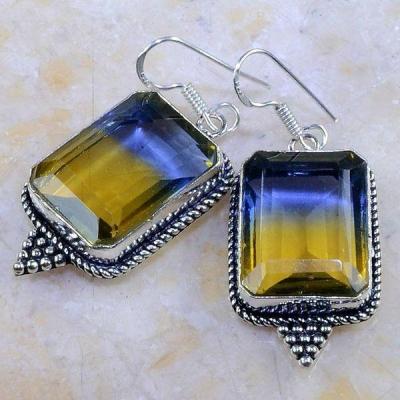 Ame 579b boucles pendants oreilles ametrine citrine amethyste bolivie achat vente bijou argent 925